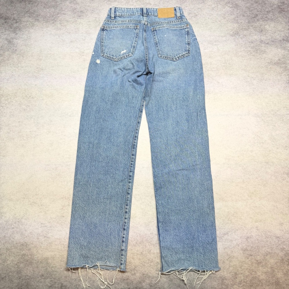 Cotton On Original Straight Jean High Waisted Distressed Blue Denim Size 0 - Picture 2 of 10
